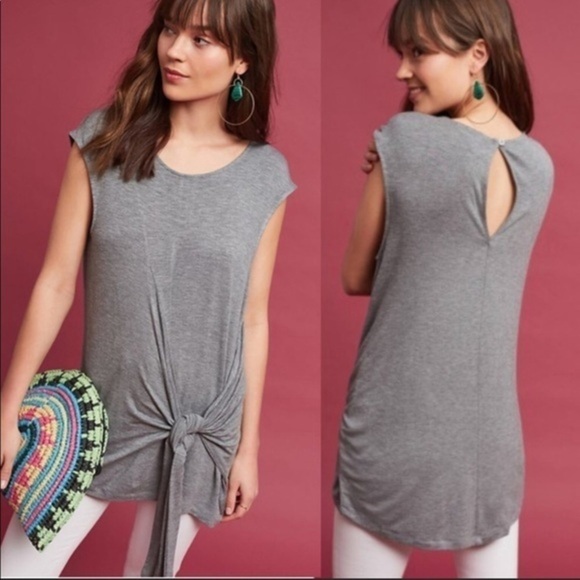 VANESSA VIRGINIA Dayla Jersey Knit Wrap Tie Tunic Tee, Size Small - Gray - Picture 1 of 7